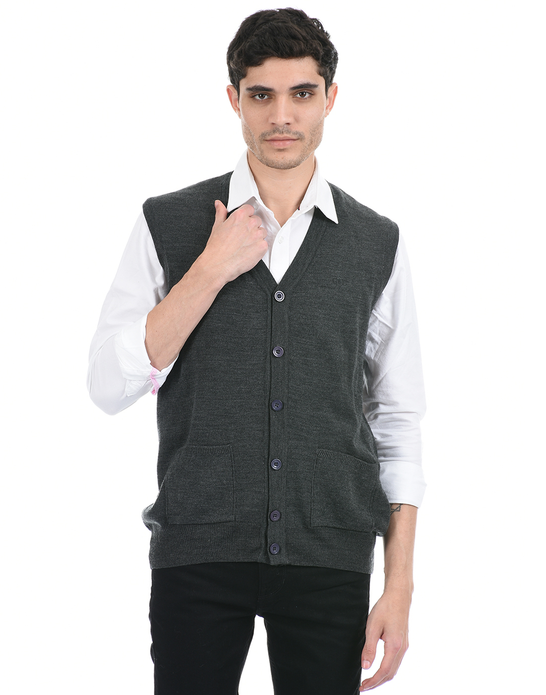 Cloak & Decker by Monte Carlo Men Dark Grey Cardigan